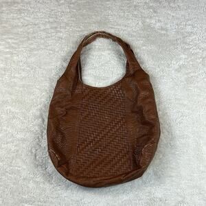 Roxy oversized large brown leather hobo tote bag purse